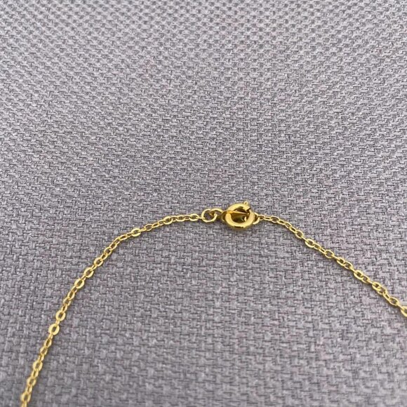 A Initial Horizon Bar Evil Eye Link Chain Necklace Gold Tone - Picture 5 of 6